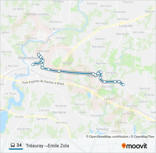 34 Bus Line Map