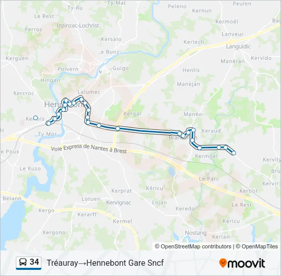 34 Bus Line Map