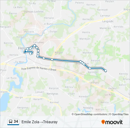 34 Bus Line Map