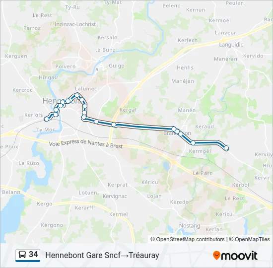 34 Bus Line Map