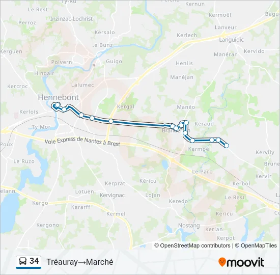34 Bus Line Map