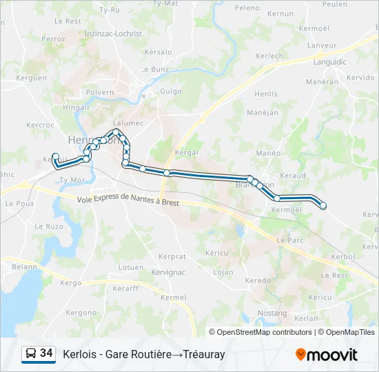 34 Bus Line Map