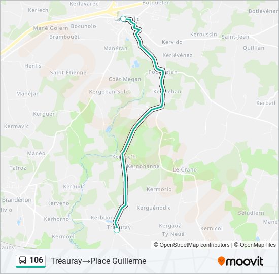 Mapa de 106 de autobús