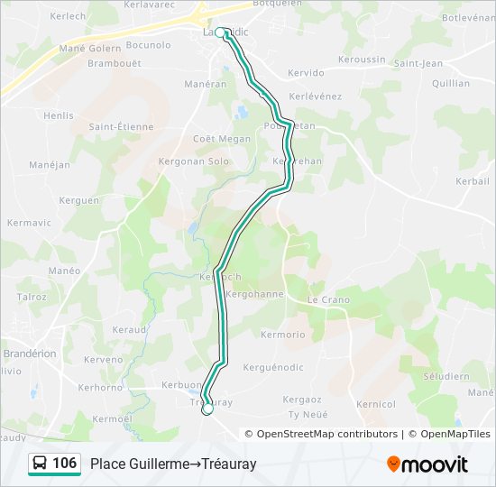 Plan de la ligne 106 de bus