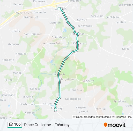 Plan de la ligne 106 de bus