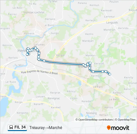 FIL 34 Bus Line Map