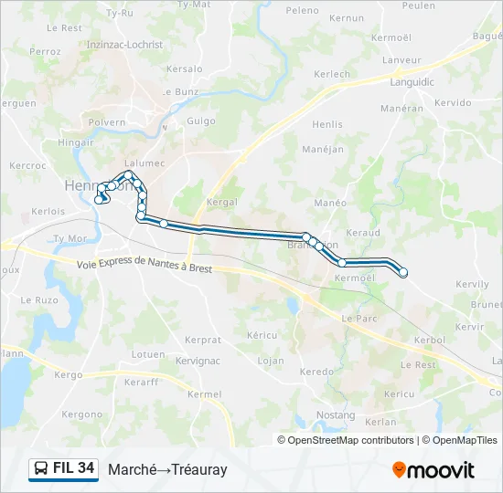 FIL 34 Bus Line Map