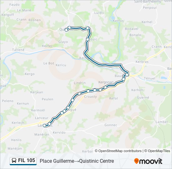 Plan de la ligne FIL 105 de bus