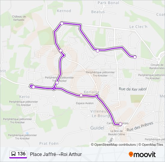 Plan de la ligne 136 de bus