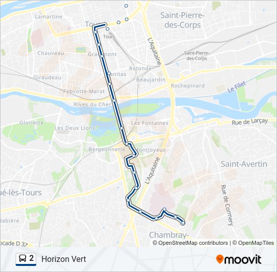 Plan de la ligne 2 de bus