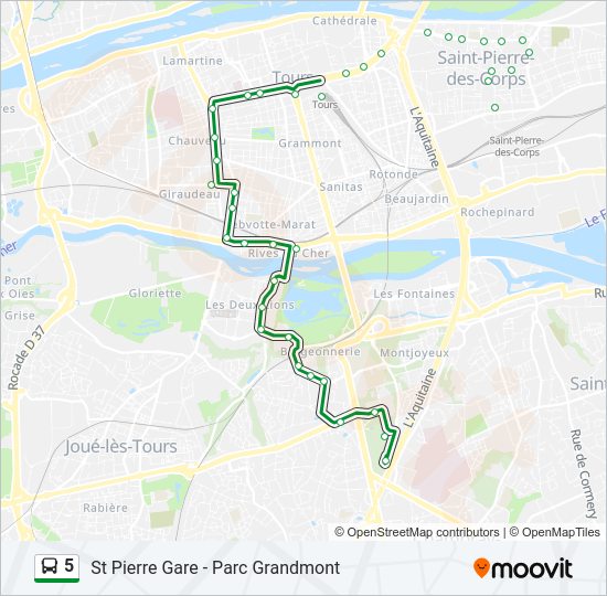 Plan de la ligne 5 de bus