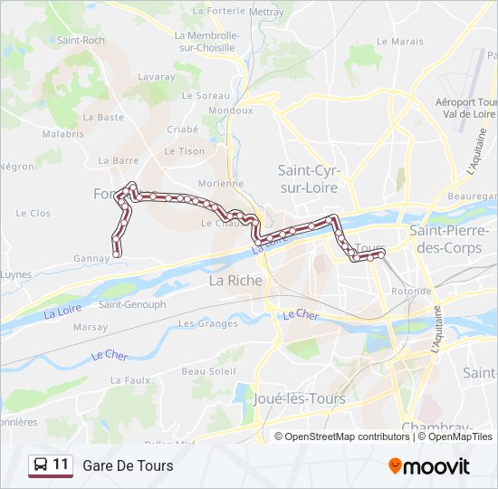 Plan de la ligne 11 de bus