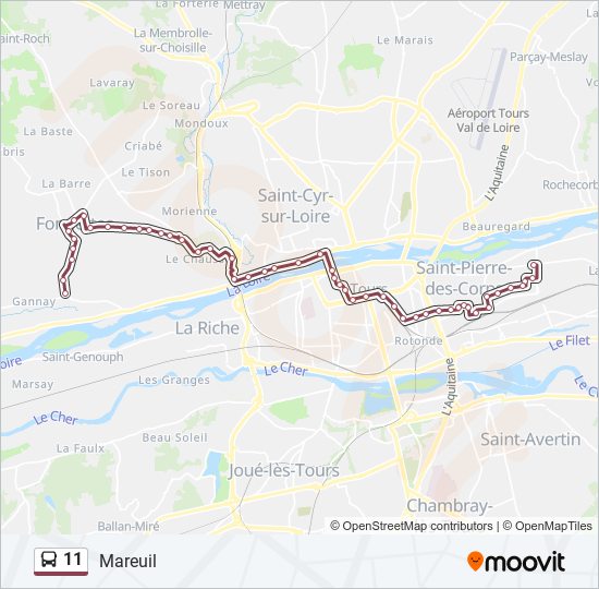 Plan de la ligne 11 de bus