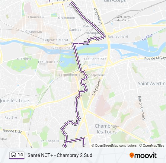 Plan de la ligne 14 de bus