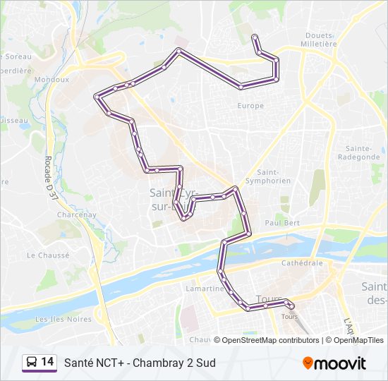 Plan de la ligne 14 de bus