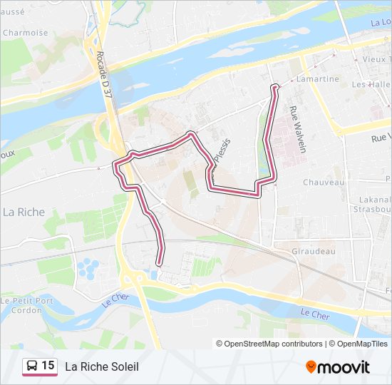 Plan de la ligne 15 de bus