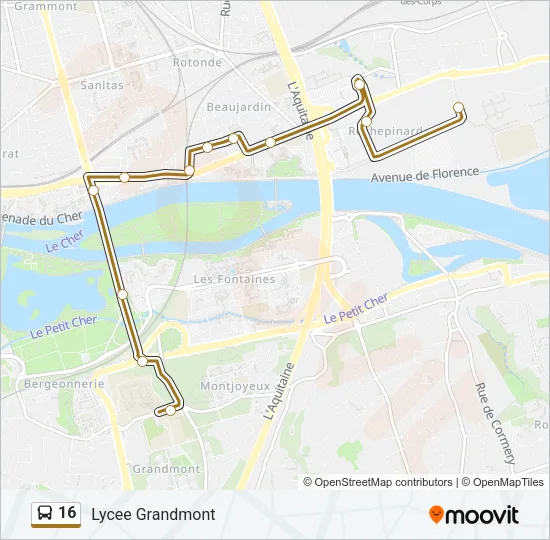 16 Bus Line Map