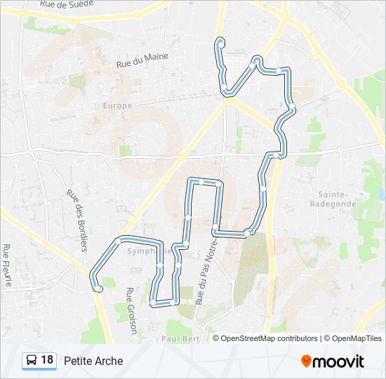 Plan de la ligne 18 de bus