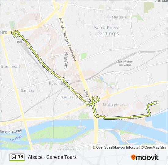 Plan de la ligne 19 de bus