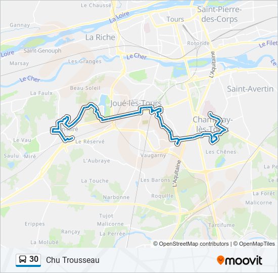 Plan de la ligne 30 de bus