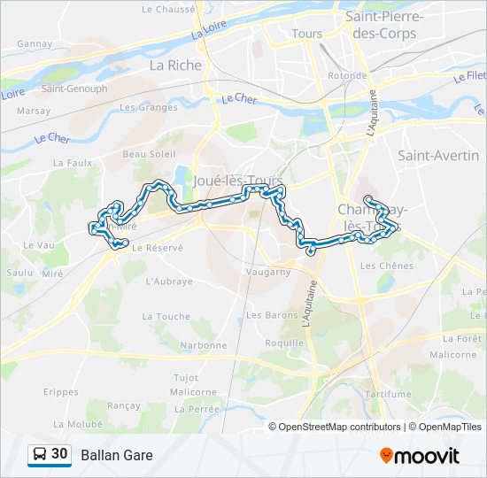 Plan de la ligne 30 de bus