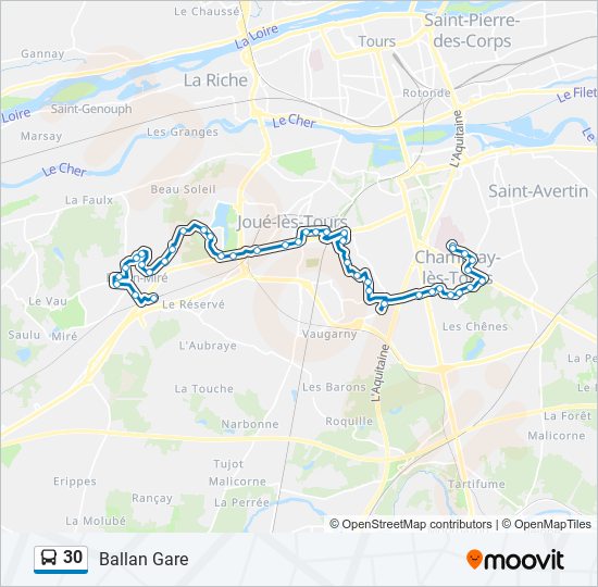 Plan de la ligne 30 de bus