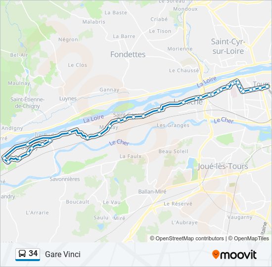 34 bus Line Map