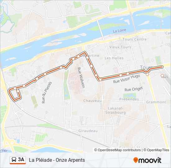 Plan de la ligne 3A de bus