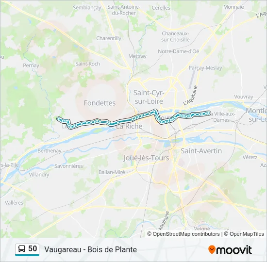 Plan de la ligne 50 de bus