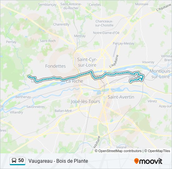 Plan de la ligne 50 de bus