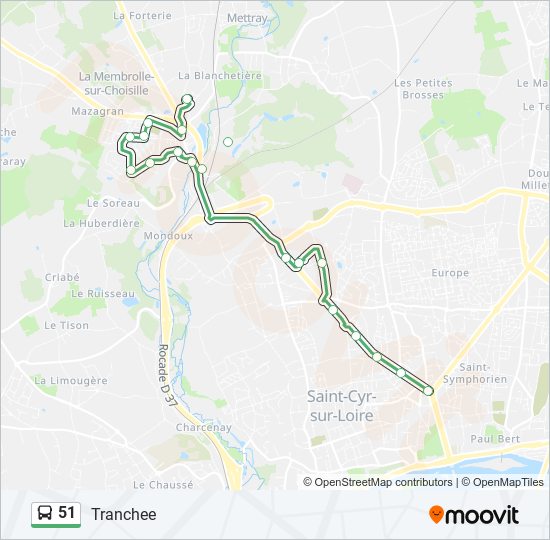 Plan de la ligne 51 de bus