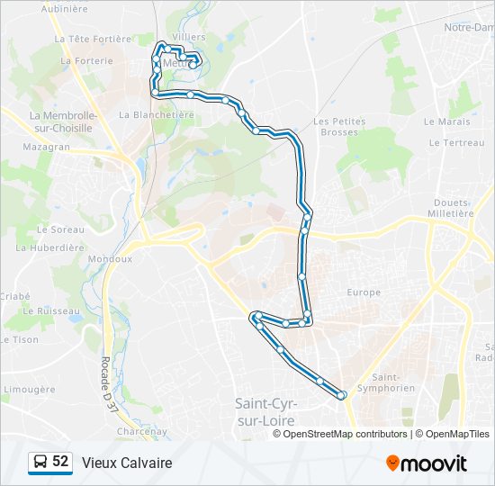 52 bus Line Map