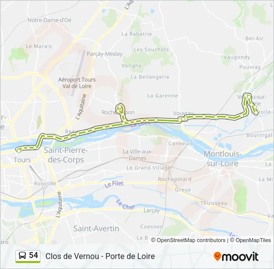 54 Bus Line Map
