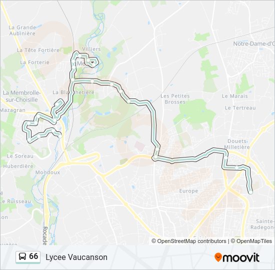 Plan de la ligne 66 de bus