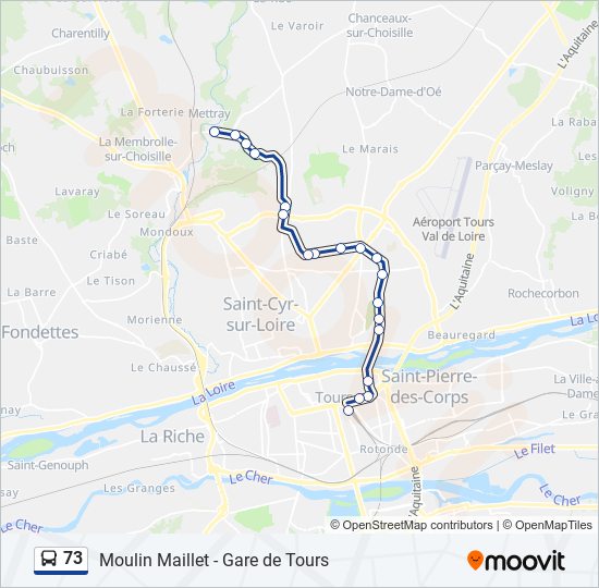 Plan de la ligne 73 de bus