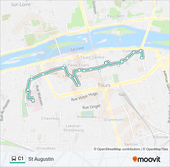 Plan de la ligne C1 de bus