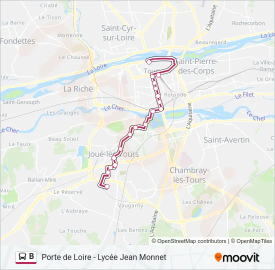 B Bus Line Map