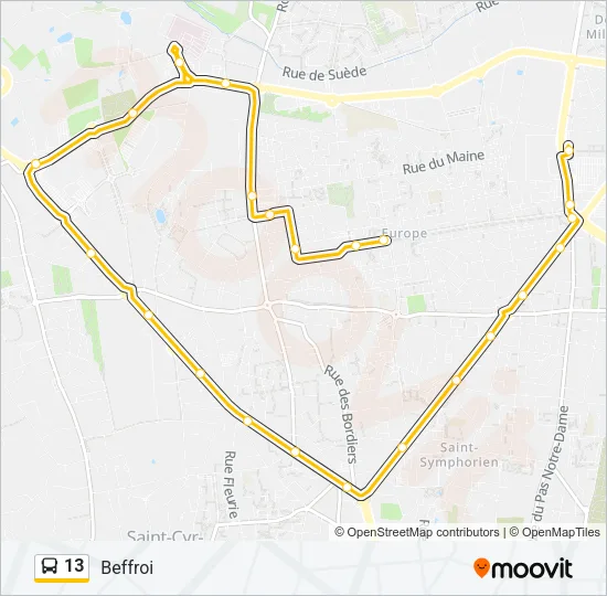 13 Bus Line Map