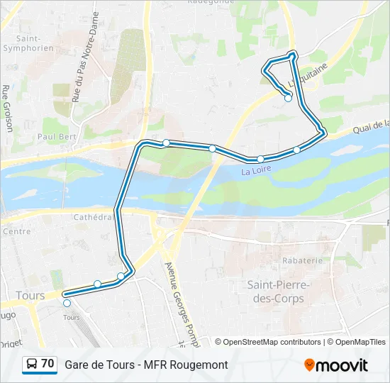 70 Bus Line Map