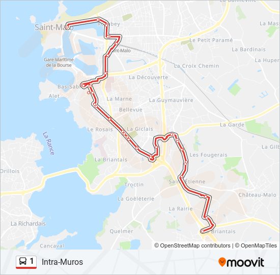 Plan de la ligne 1 de bus