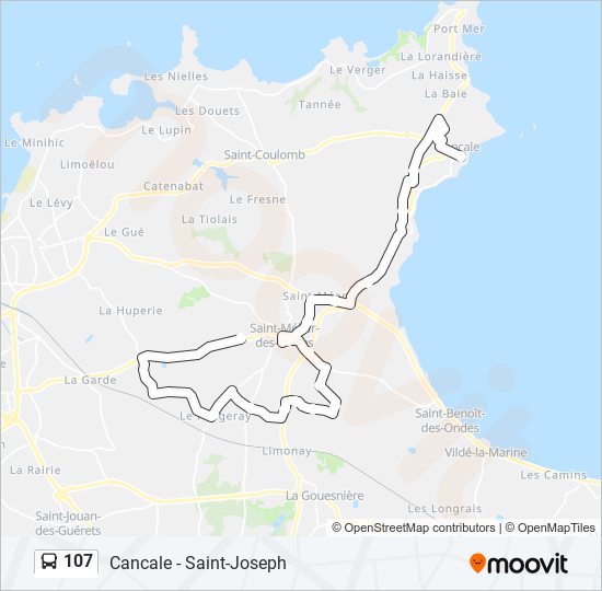 Plan de la ligne 107 de bus