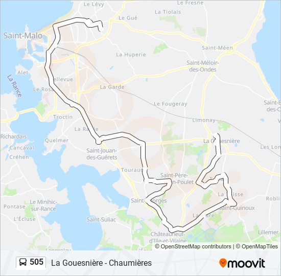 Plan de la ligne 505 de bus