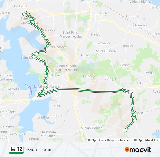 Plan de la ligne 12 de bus