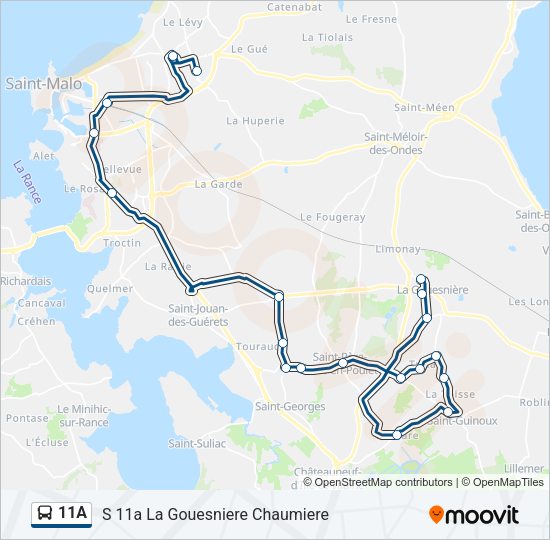 Plan de la ligne 11A de bus