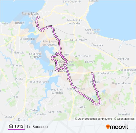 Plan de la ligne 1012 de bus