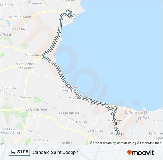 Plan de la ligne S106 de bus