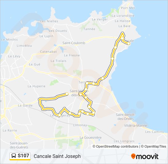 Plan de la ligne S107 de bus