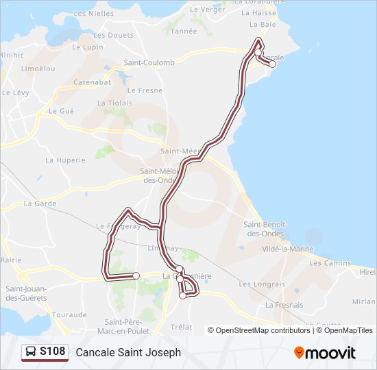 Plan de la ligne S108 de bus
