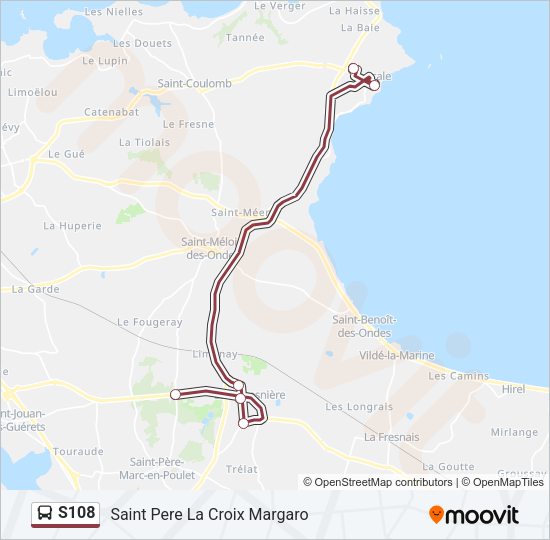 Plan de la ligne S108 de bus
