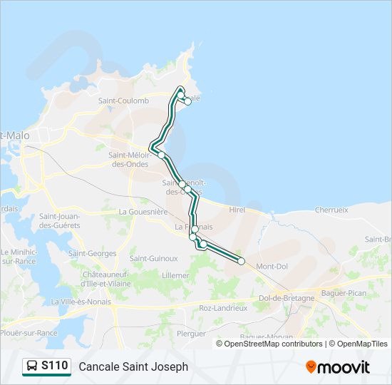 Plan de la ligne S110 de bus